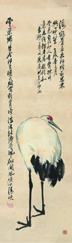 沈广（1880～1950后） 壬戌（1922）年作 海鹤 立轴 设色纸本