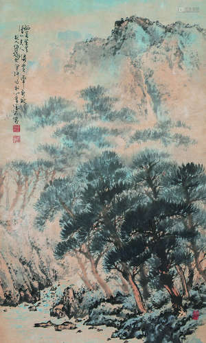 傅狷夫（1910～2007） 丙午（1966）年作 林涧小溪 立轴 设色纸本