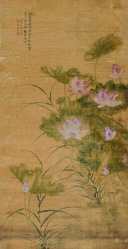 恽寿平（1633～1690） 荷影鸳鸯 立轴 设色绢本