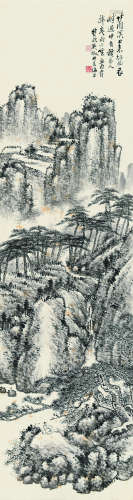 吴待秋（1878～1949） 竹雨溪上 立轴 水墨纸本