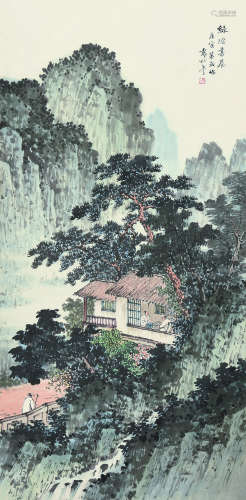 袁松年（1895～1966） 庚寅（1950）年作 绿阴书屋 立轴 设色纸本