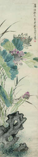 张熊（1803～1886） 蒲塘秋艳 镜片 设色纸本