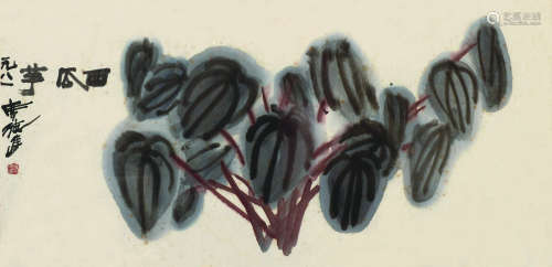 席德进（1923～1981） 辛酉（1981）年作 西瓜芋 镜框 设色纸本