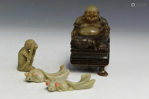 Group of Chinese Carved Soapstone Items.