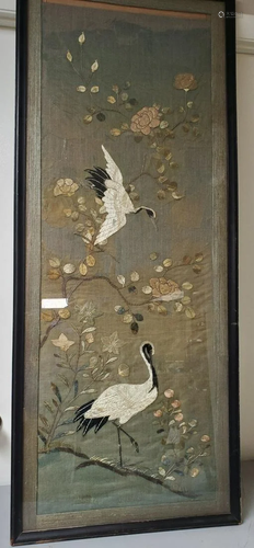 Old Chinese Embroidery of Cranes.