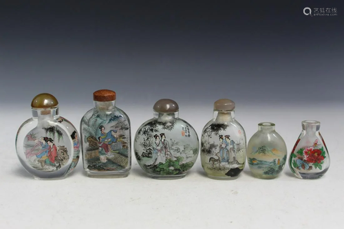 Six Chinese Inside Painting Glass Snuff Bottles