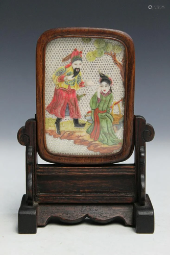 Chinese Antique Small Carved Table Screen