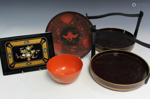 Five Asian Lacquer Wares