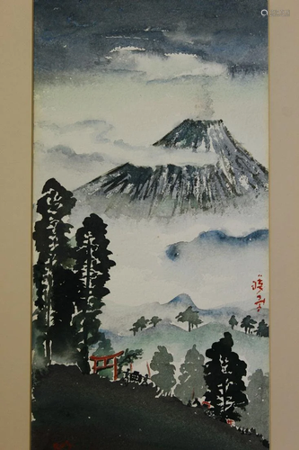 Asian Watercolor Painting, Signed.