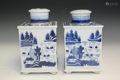 Pair of Chinese Export Canton Style Tea Caddies.