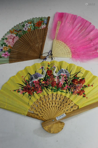 Three Vintage Asian Fans