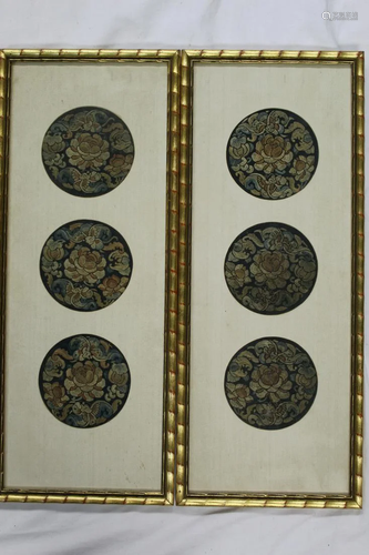 Pair of Framed Chinese Embroidery Pieces