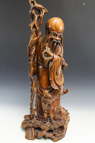 Chinese Carved Wood Figure.