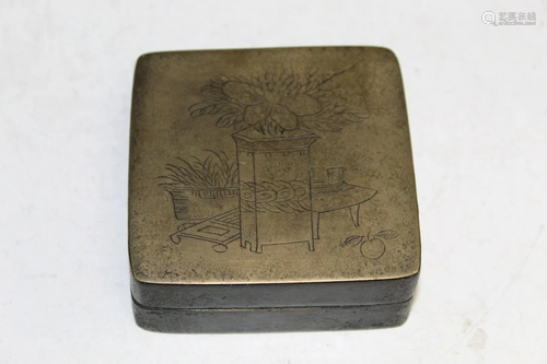 Chinese Brass Ink Box