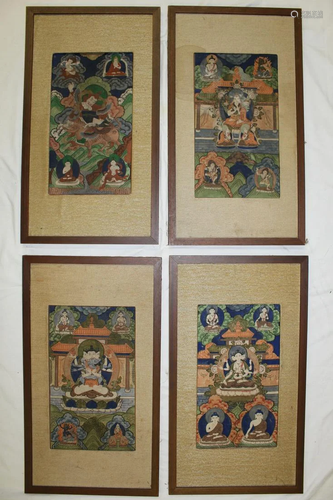 Set of Four Tibetan Buddhist Paintings