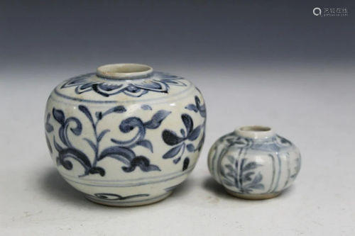 Two Chinese Blue and White Jarlets