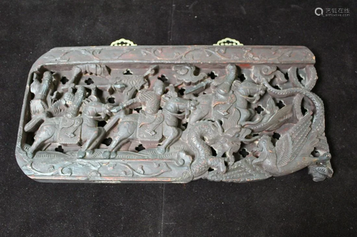 Chinese Carved Wood Panel