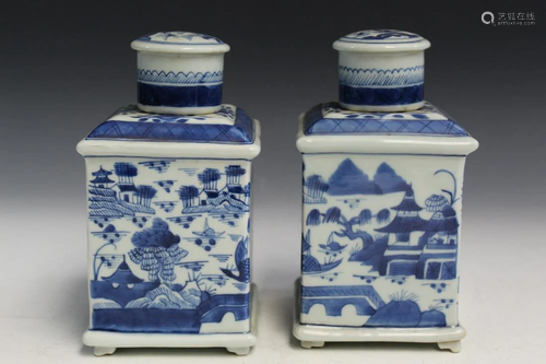 Pair of Chinese Export Canton Style Porcelain Tea