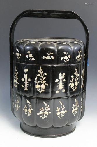 Chinese Antique Lacquer Box with Mother-of-Pearl inlay.