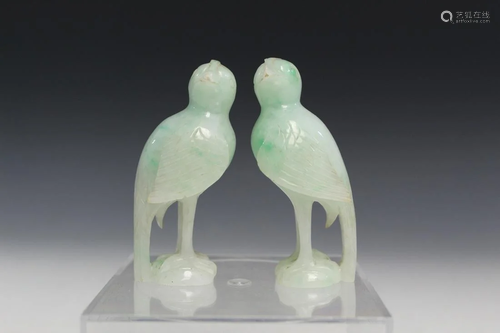 Pair of Chinese Jadeite Birds