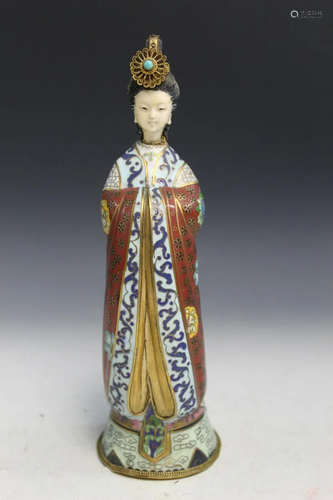 Chinese Cloisonne Figure of a Noblewoman.