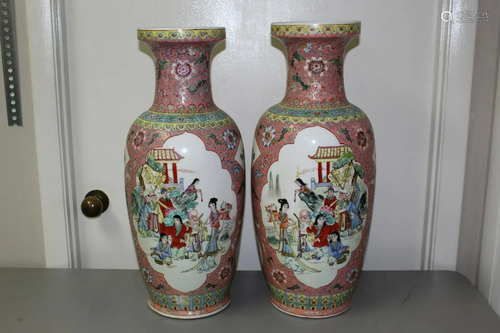 Pair of Large Chinese Porcelain Vases.