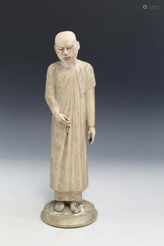 Chinese Wood Figure of a Monk/Luohan