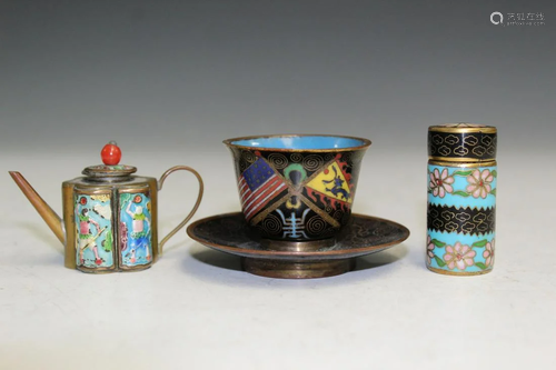 A Group of Chinese Cloisonne Items