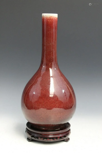 Chinese Langyao Red Glaze Porcelain Vase. 18th Century.