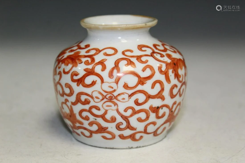 Chinese Iron Red Decorated Porcelain Small Pot