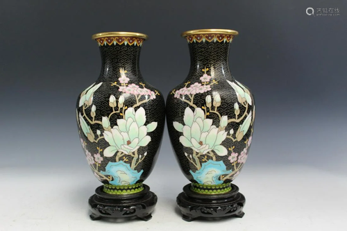 Pair of Chinese Cloisonne Vases