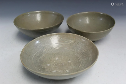 Three Chinese Celadon Bowls