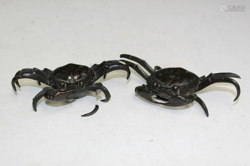 Two Chinese Bronze Crab Paper Weights