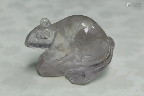 Chinese Carved Rock Crystal Mouse