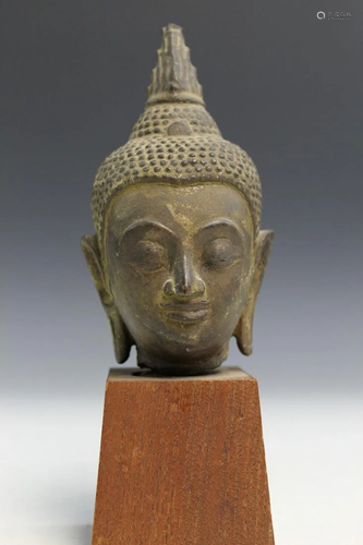 Antique South East Asian Buddha Head on Stand