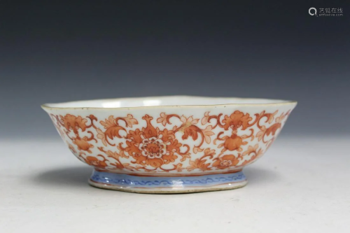 Chinese Iron Red Decorated Porcelain Bowl.