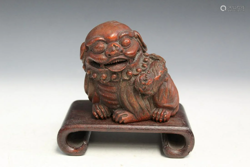 Chinese Carved Bamboo Root of a Foo Dog