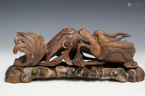 Chinese Carved Hardwood Brush Holder