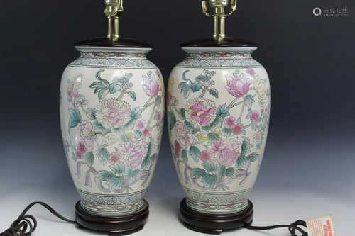 Pair of Chinese Porcelain Vase Lamps