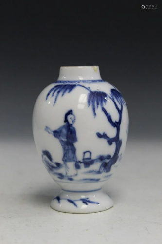Chinese Blue and White Porcelain Small Vase, Kangxi
