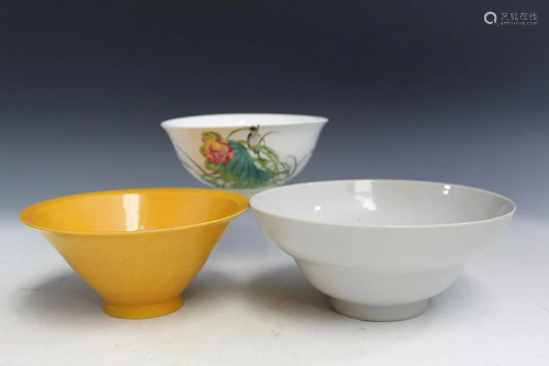 Three Chinese Porcelain Bowls