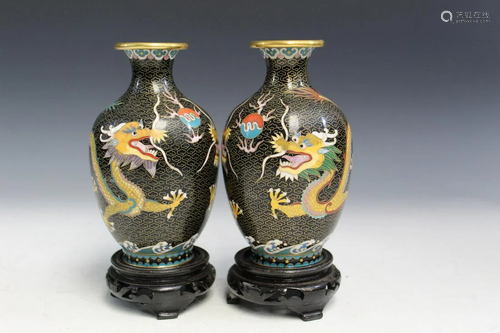 Pair of Chinese Cloisonne Vases