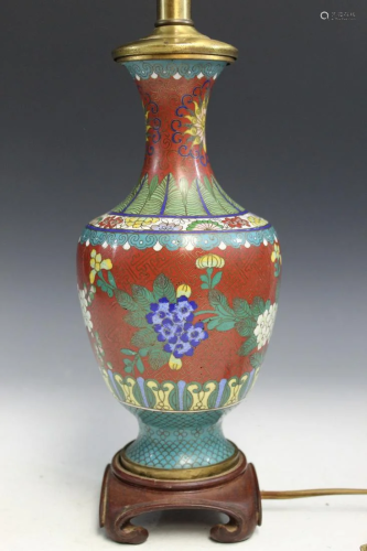 Chinese Cloisonne Vase Lamp
