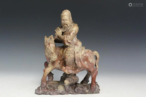 Chinese Carved Soapstone Guandi Statue