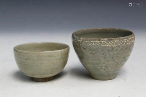 Two Chinese Celadon Cups