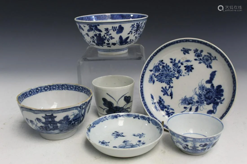 Group of 6 Blue and White Porcelain Items