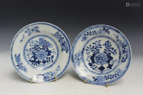 Pair of Chinese Blue and White Porcelain Dishes