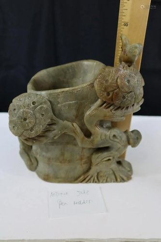 Chinese carved soapstone brush pot.