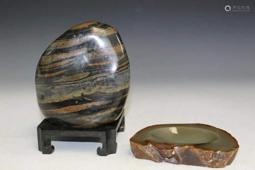 Scholar Stone and Agate Ashtray.