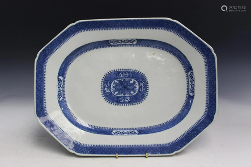 Large Chinese Export Blue and White Platter